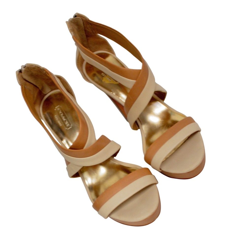 Coach Brynn Platform Sandals in Camel Parchment A3700 Pumps Women's Size 9.5B - Picture 10 of 13